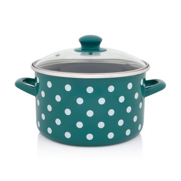 Metalac duboka šerpa BELE TUFNE NA ZELENOM 22cm/5lit